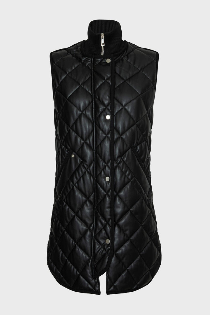 Adroit Atelier Destiny Sleeveless Quilted Vest With Side Zipper Detail in Black available at Barbara Katz