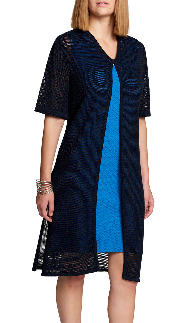 CONTEMPO Dahlia Mesh Long Cardigan - Shimmery Navy