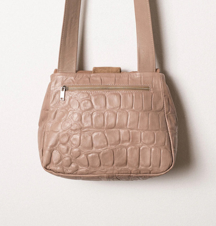 Daniella Lehavi Eva Messenger Bag in  Mocca Croco available at Barbara Katz