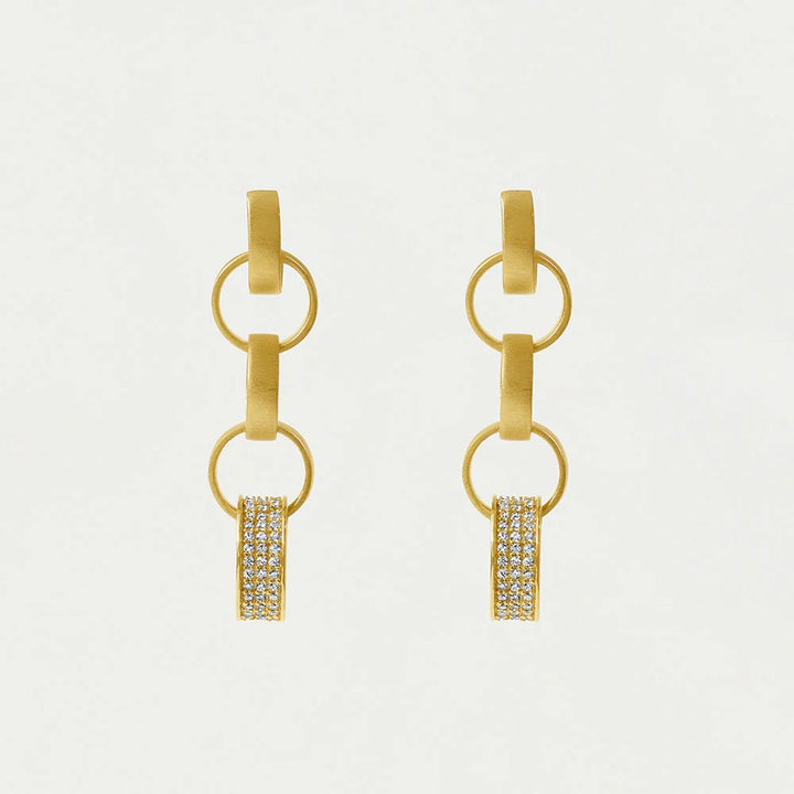 Dean Davidson Petit Pave Statement Earrings in White Topaz/Gold available at Barbara Katz