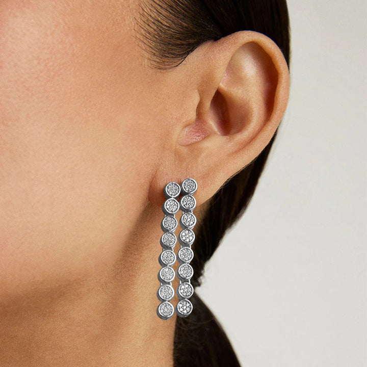 Dean Davidson Mirabeau Pave Statement Drop Earrings in White Topaz/Silver available at Barbara Katz