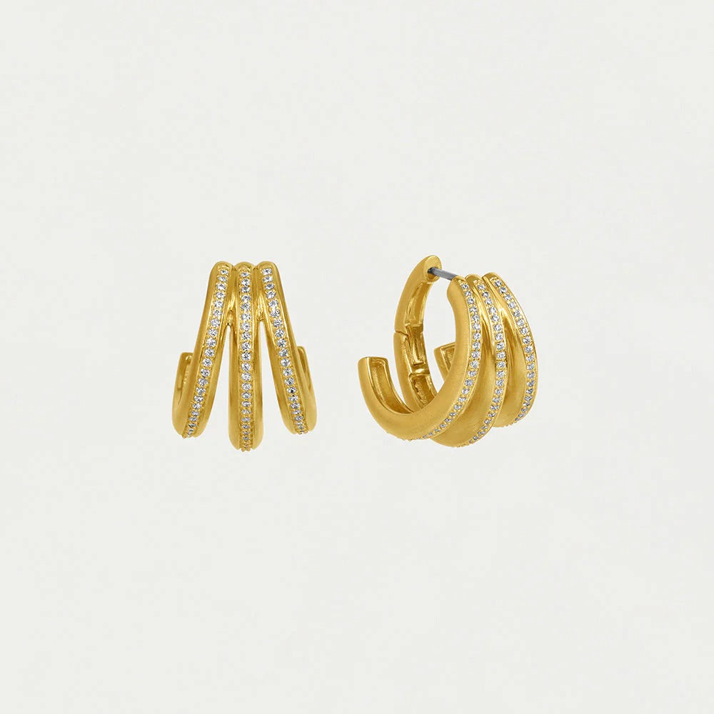 Dean Davidson Dauphine Pave Hoop Earrings in White Topaz/Gold available at Barbara Katz