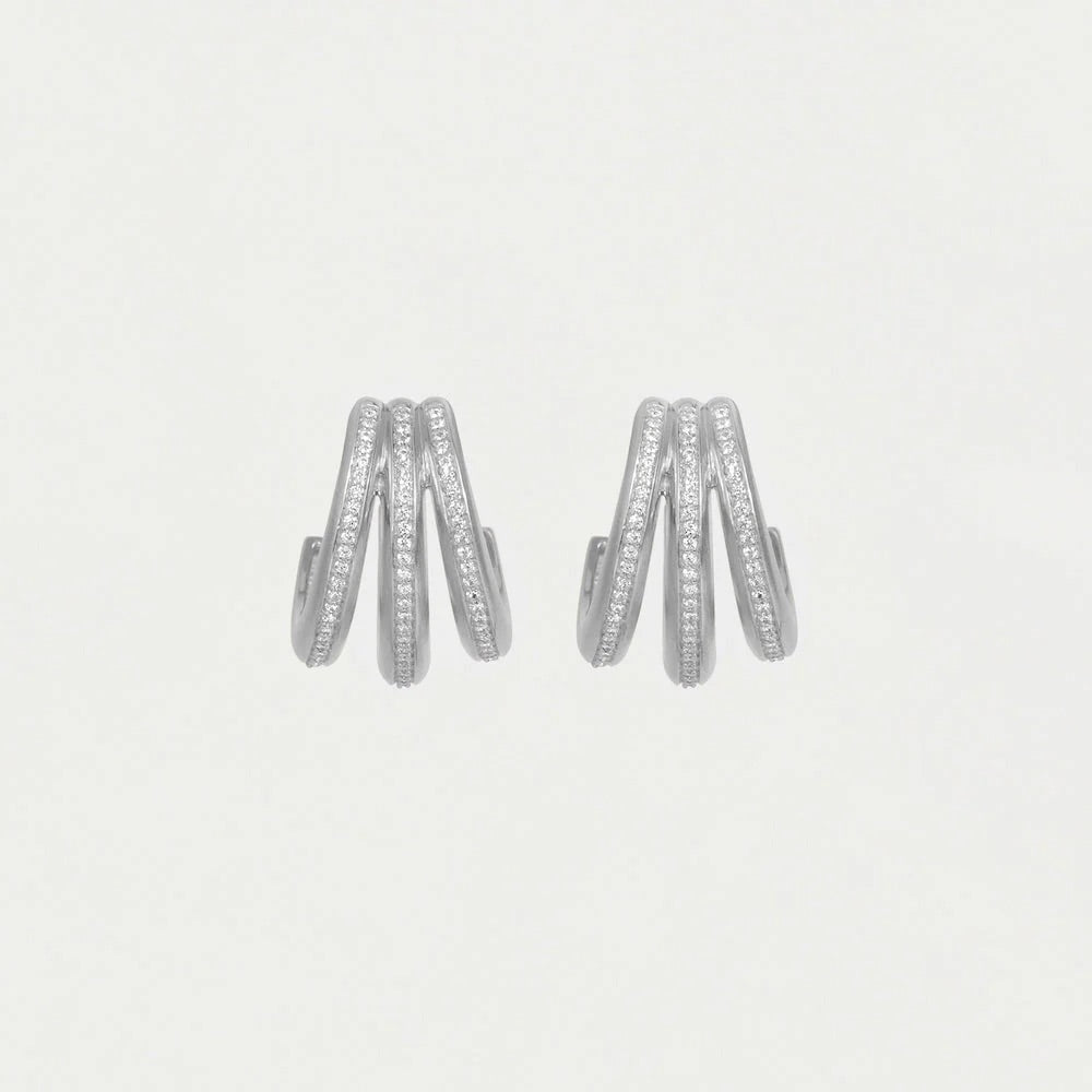 Dean Davidson Dauphine Pave Hoop Earrings in White Topaz/Silver available at Barbara Katz