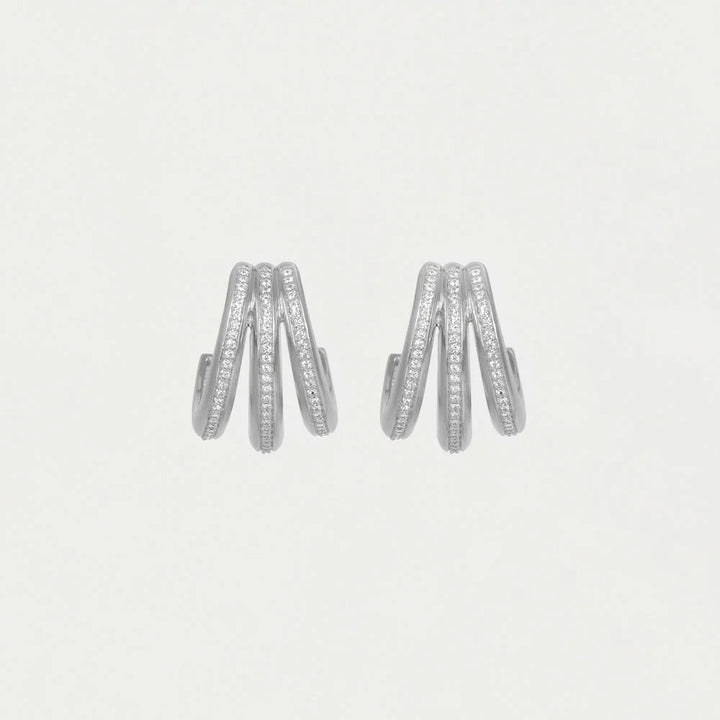 Dean Davidson Dauphine Pave Hoop Earrings in White Topaz/Silver available at Barbara Katz