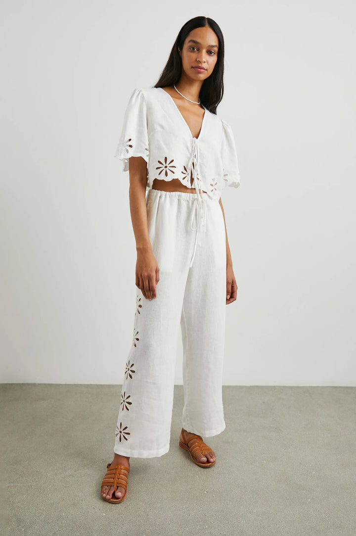 Rails Emmie Pants in White Eyelet paired with matching Pari Blouse available at Barbara Katz