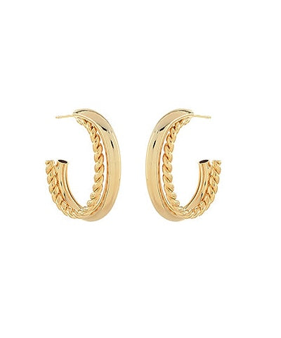 BK Jewelry Stella Layered & Twisted Rope Open Hoop Earrings in Gold available at Barbara Katz