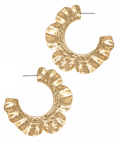 BK Jewelry July Hammered Wavy Metal Hoop Earrings in Worn Gold available at Barbara Katz