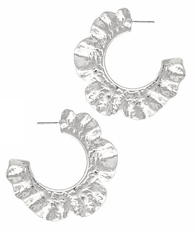 BK Jewelry July Hammered Wavy Metal Hoop Earrings in Worn Silver available at Barbara Katz