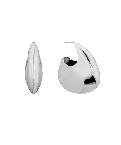 BK Jewelry Bianca Puffy Triangle Open Hoop Earrings in Silver available at Barbara Katz