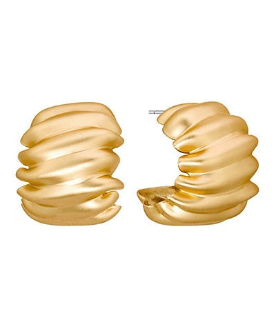 BK Jewelry Fabi Ribbed Textured Metal Hoop Earrings in Semi Matte Gold available at Barbara Katz