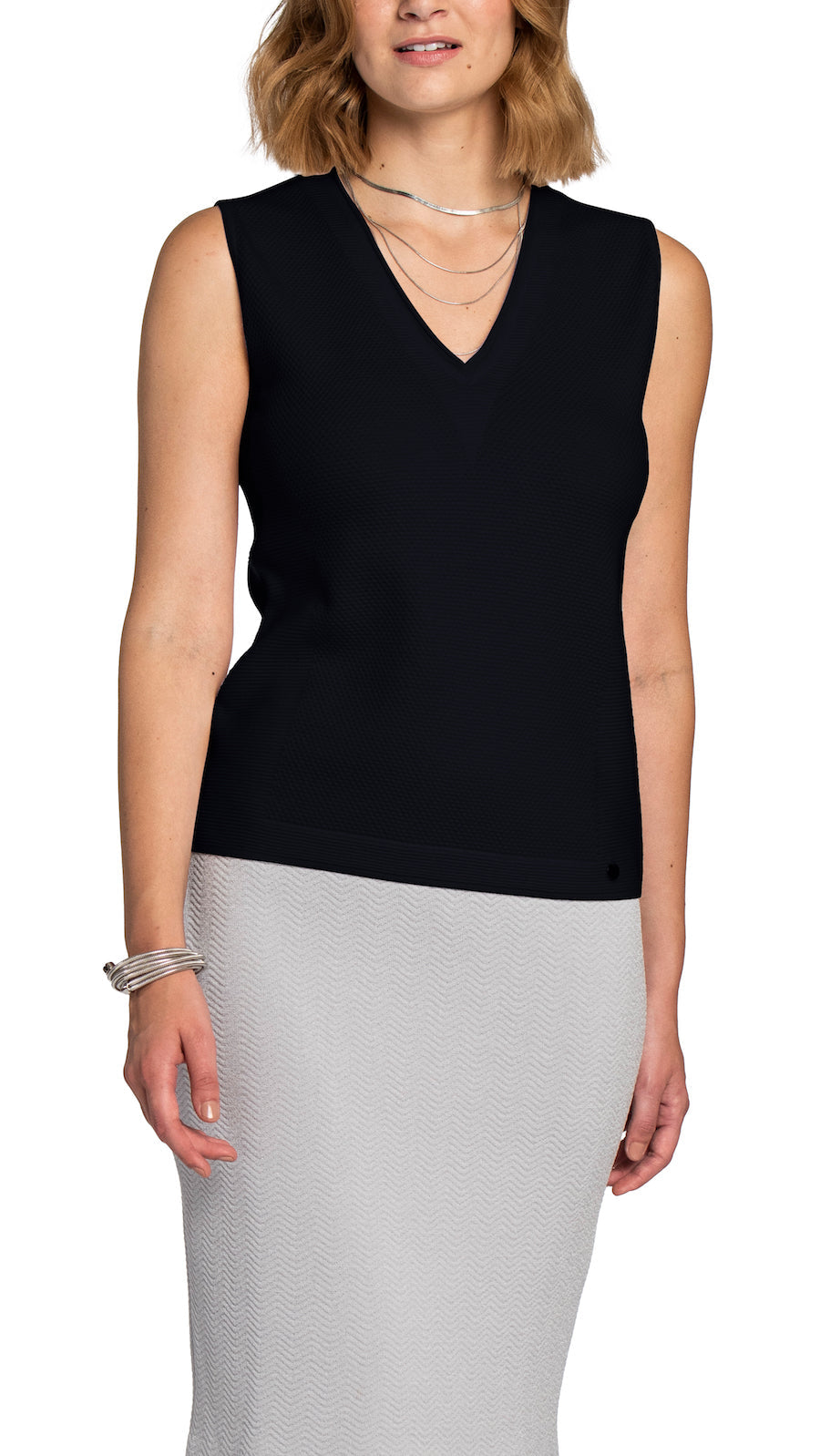 Biana Ellie Knitted Top in Dark Navy available at Barbara Katz