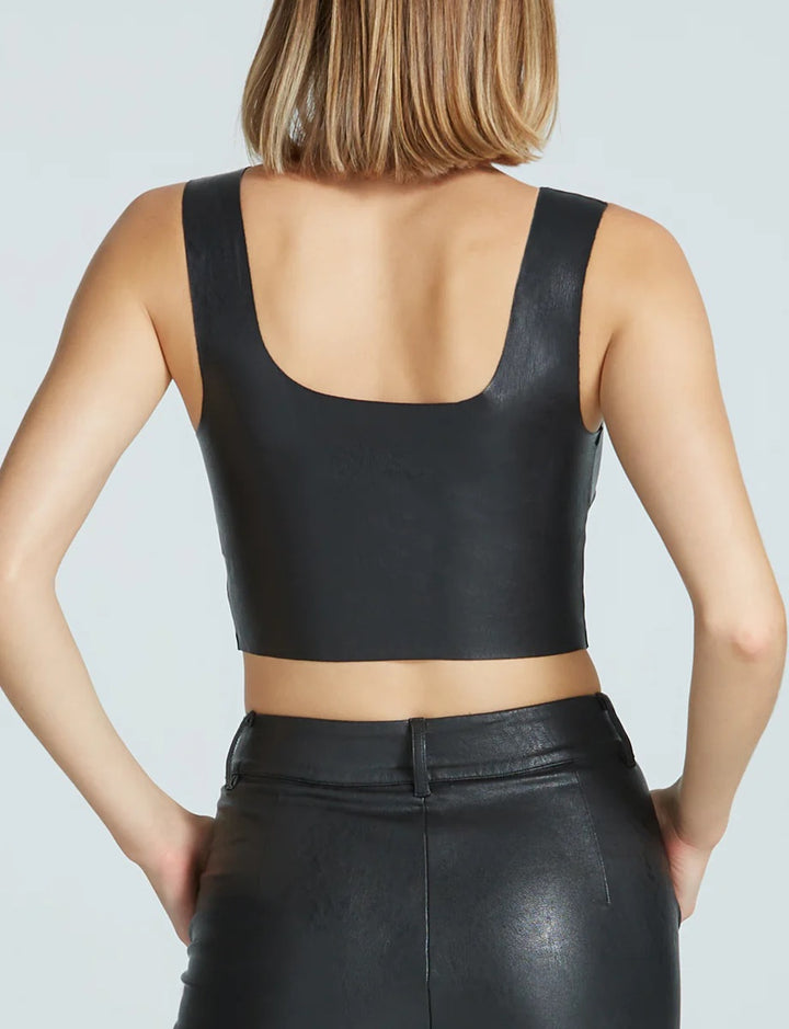 Commando Faux Leather Squareneck Crop Top Black