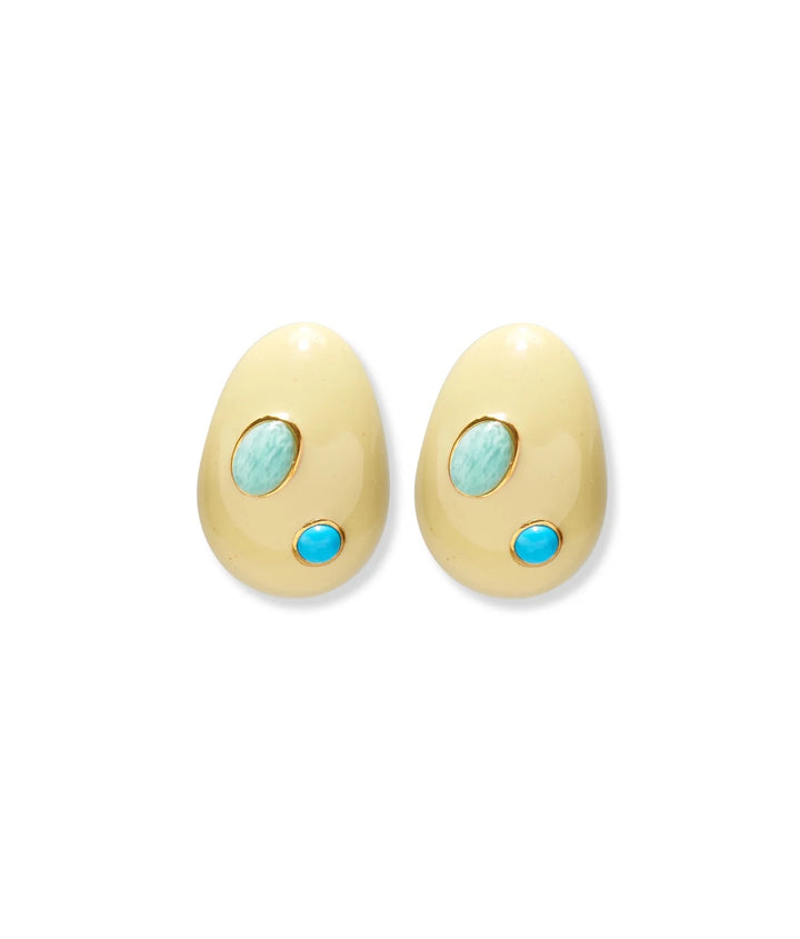 Lizzie Fortunato Mini Arp Earrings in Studded Cream available at Barbara Katz