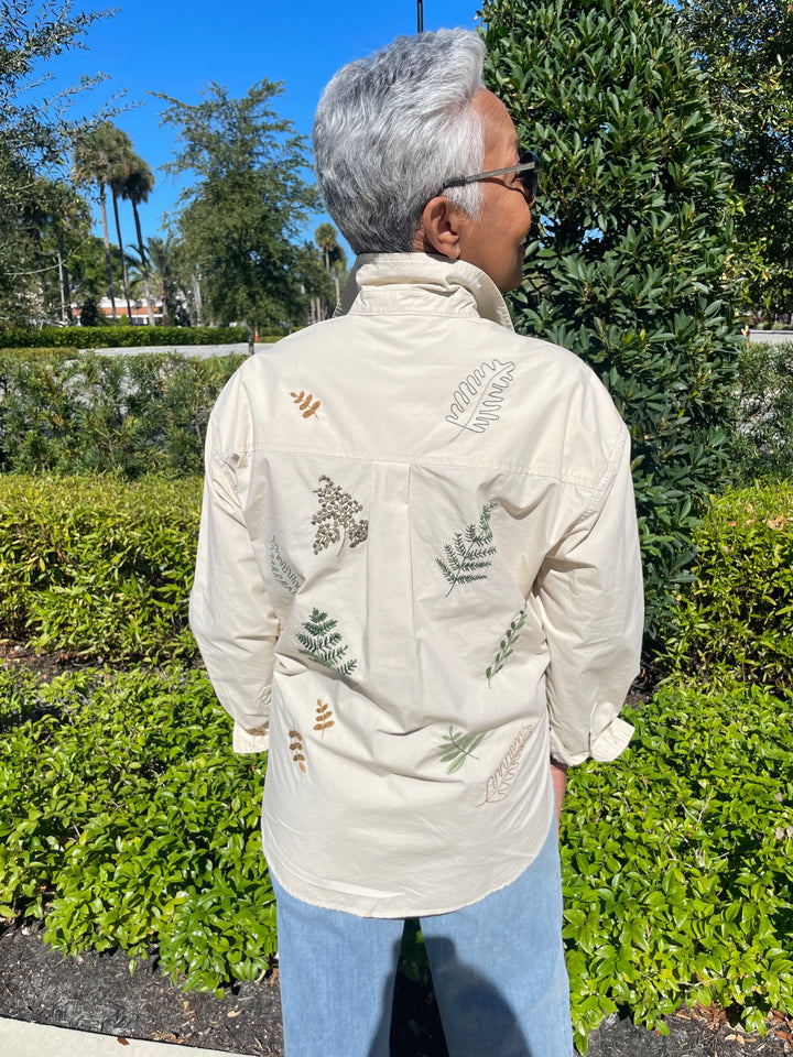 BK Long Sleeve Botanic Leaf Shirt available at Barbara Katz