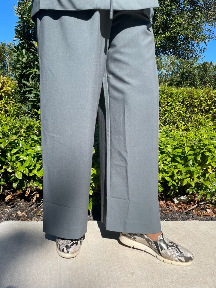 Lilla P. Wide Leg Pull-On Pants in Slate available at Barbara Katz