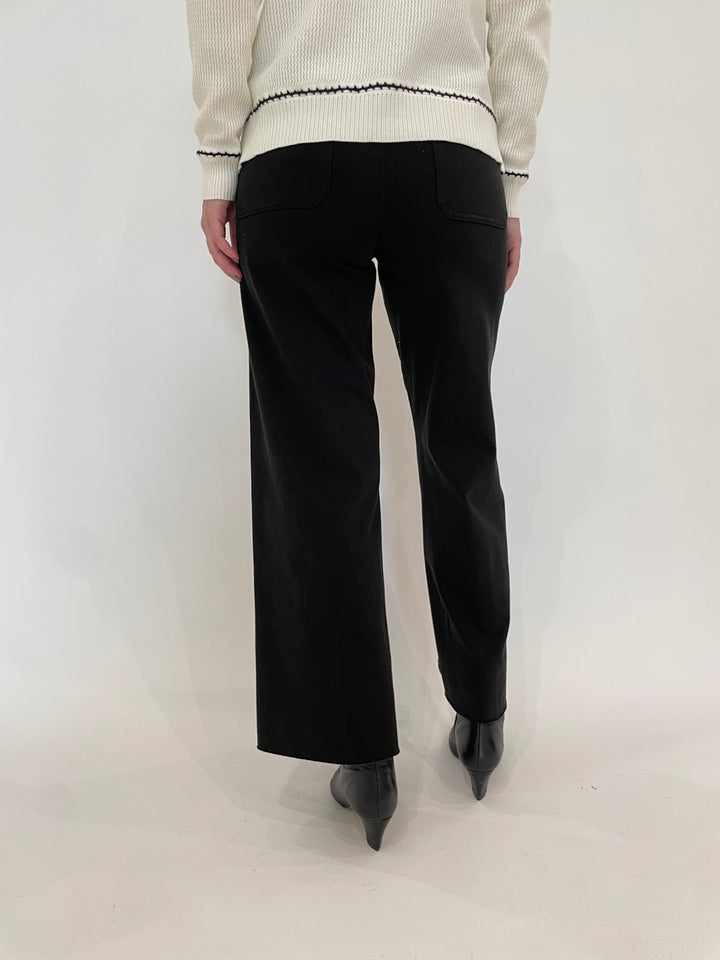 Lysse Erin High Waist Wide Leg Denim Pants in Black available at Barbara Katz