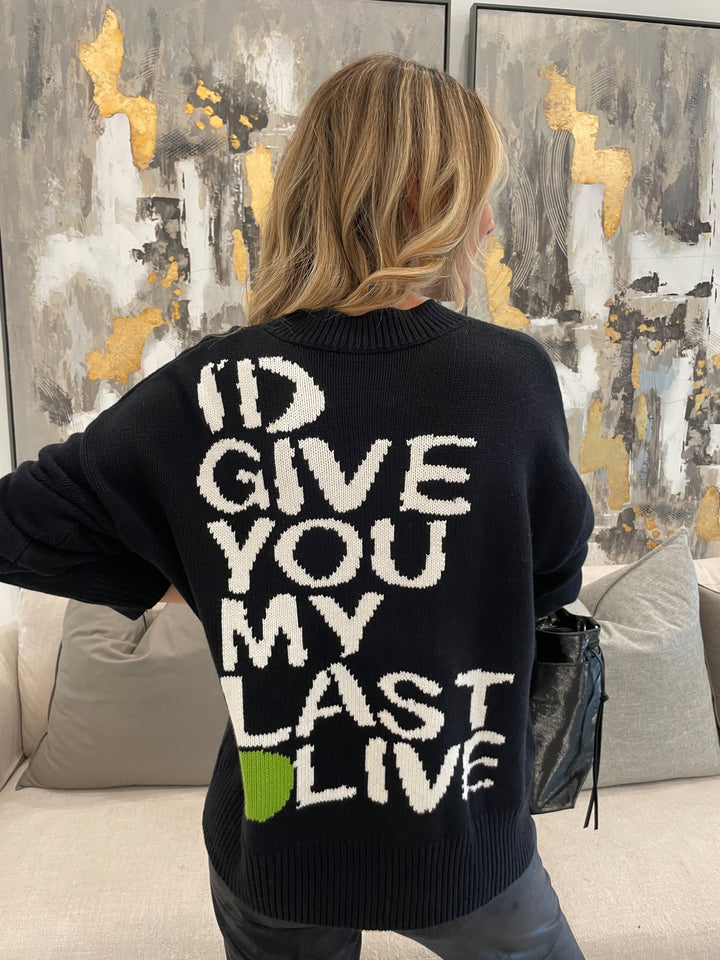 Kerri Rosenthal Benton I'd Give You My Last Olive Sweater in Black available at Barbara Katz