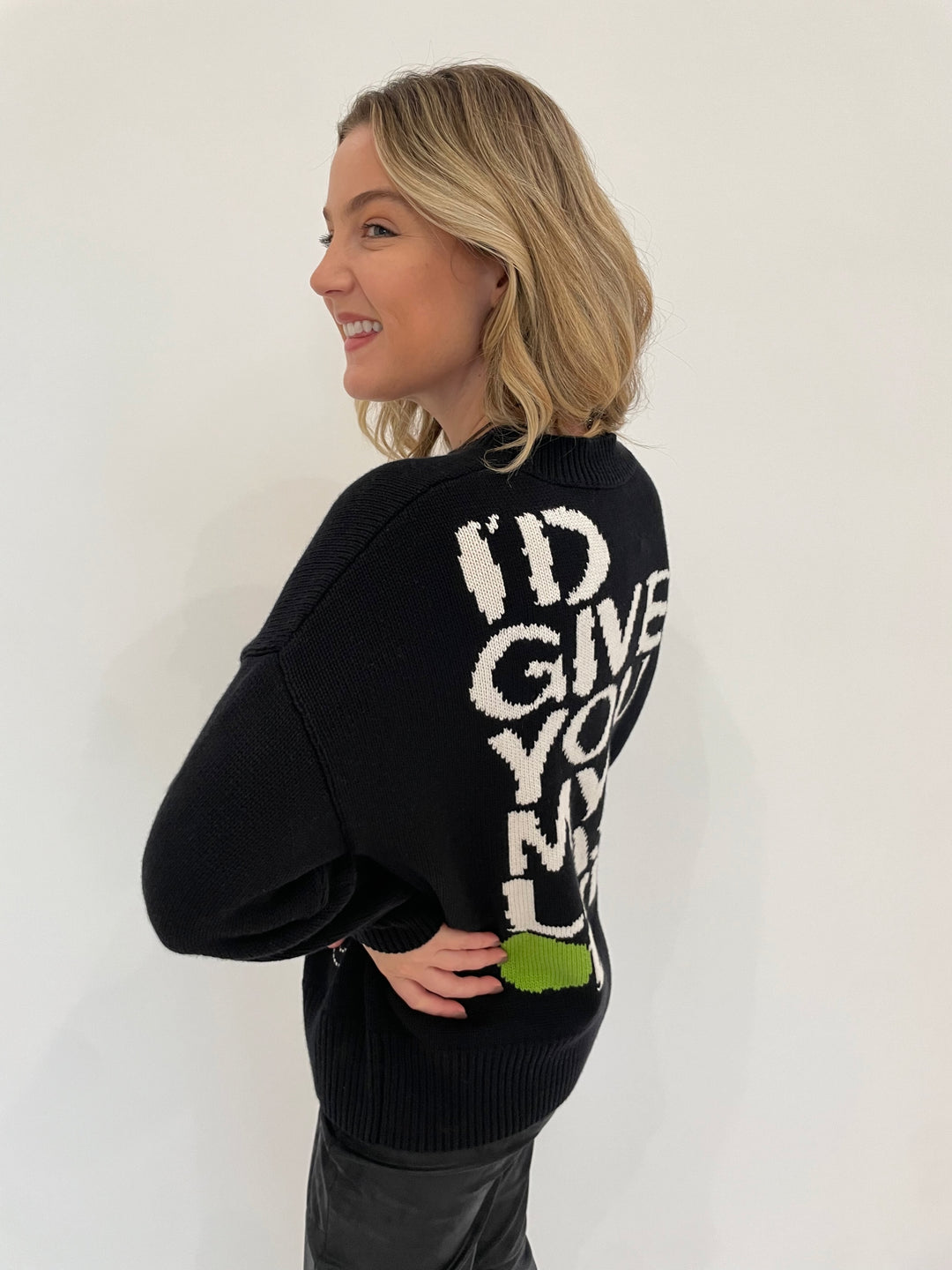 Kerri Rosenthal Benton Last Olive Long Sleeve Sweater in Black available at Barbara Katz