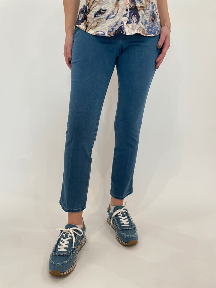 Peace of Cloth Joey Cropped Jeans in Denim available at Barbara Katz