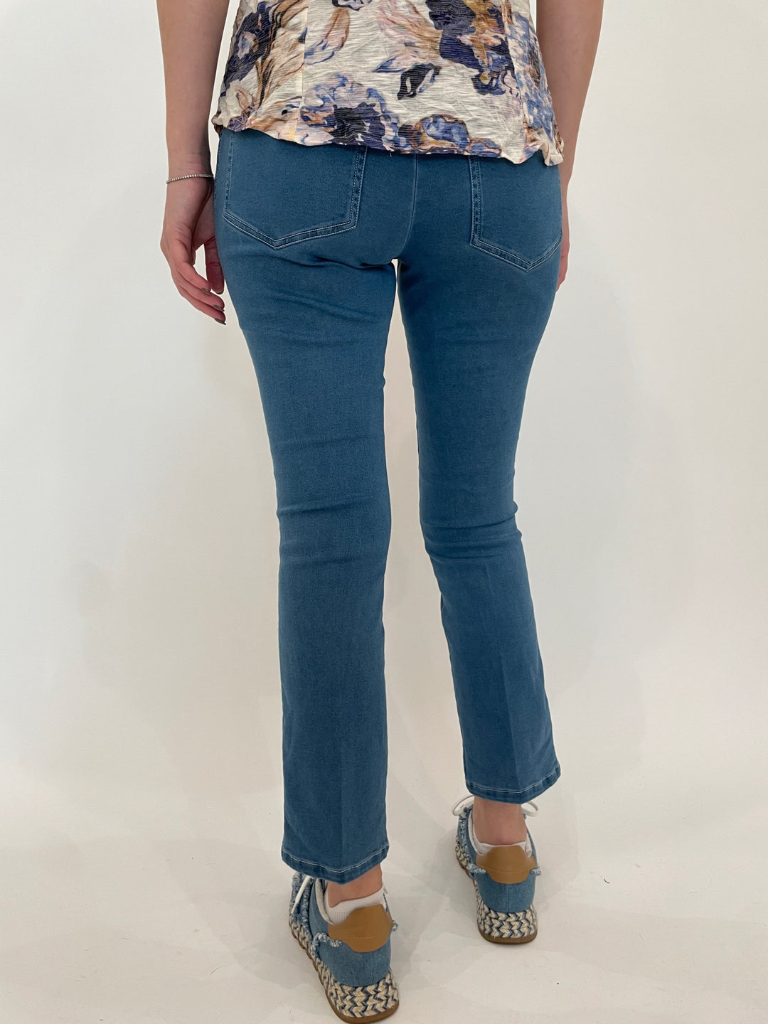 Peace of Cloth Joey Cropped Jeans in Denim available at Barbara Katz