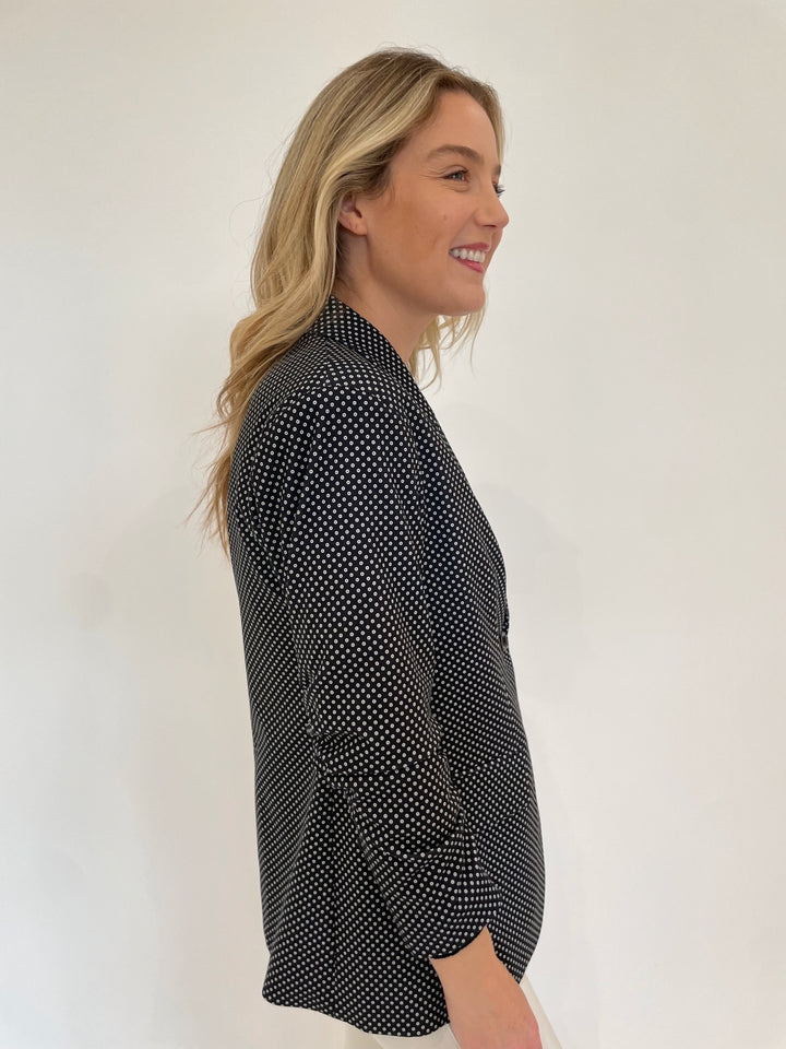 Peace of Cloth Pindot Jaime Long Sleeve Blazer in Black available at Barbara Katz