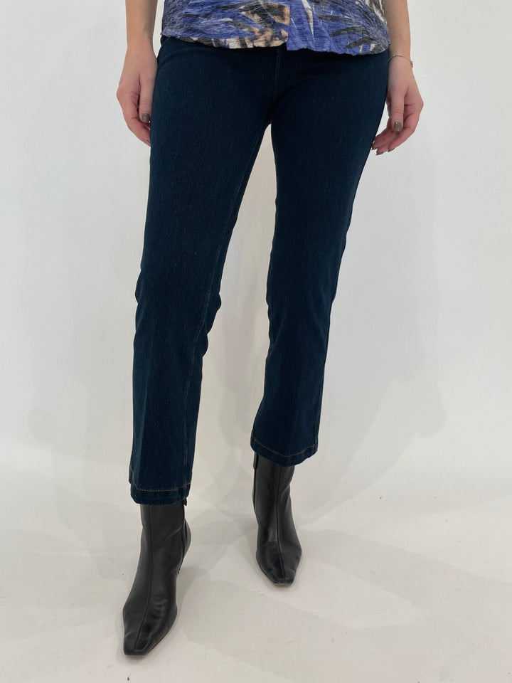 Lysse Ankle Denim Baby Bootcut Pants in Indigo available at Barbara Katz