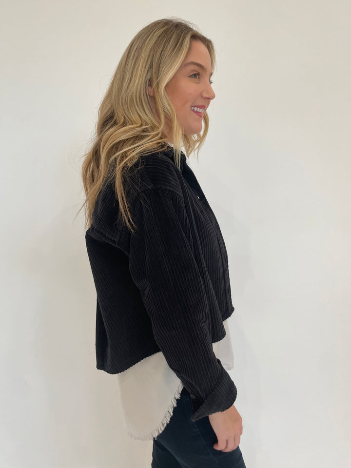 BK Cordelia Corduroy Crop Jacket in Iron available at Barbara Katz