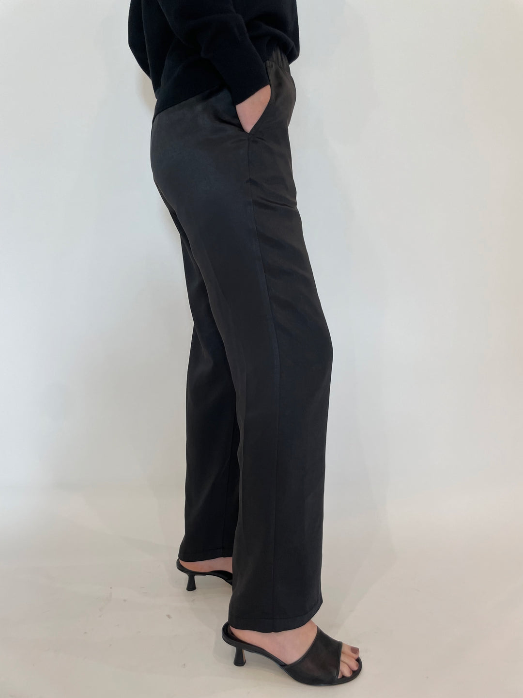 J Society Jesse Satin Pants in Black available at Barbara Katz