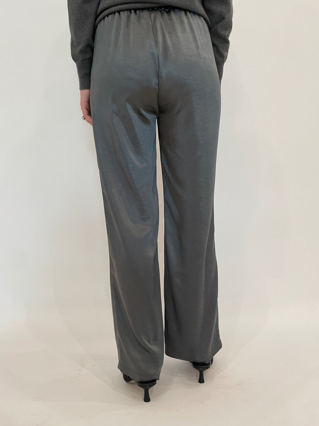 J Society Jesse Satin Pants in Gunmetal available at Barbara Katz