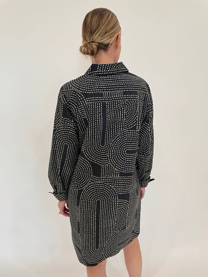 Hinson Wu Vicky Long Sleeve Dress in Ink Combo available at Barbara Katz