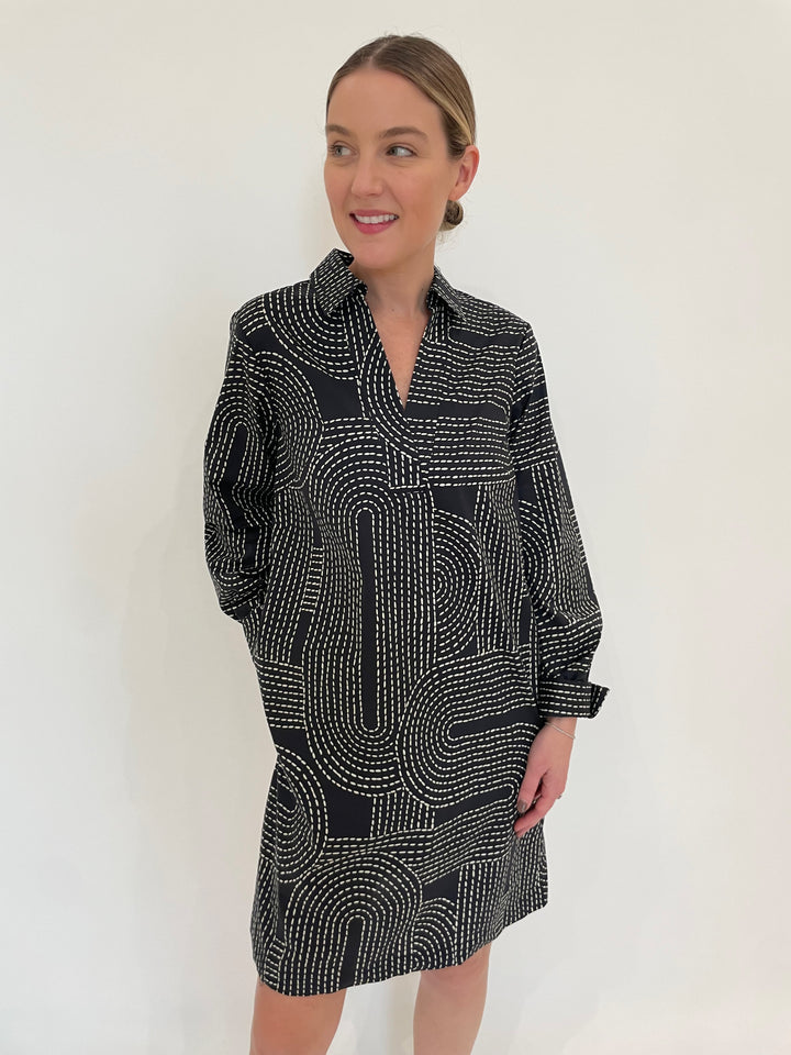 Hinson Wu Vicky Long Sleeve Dress in Ink Combo available at Barbara Katz