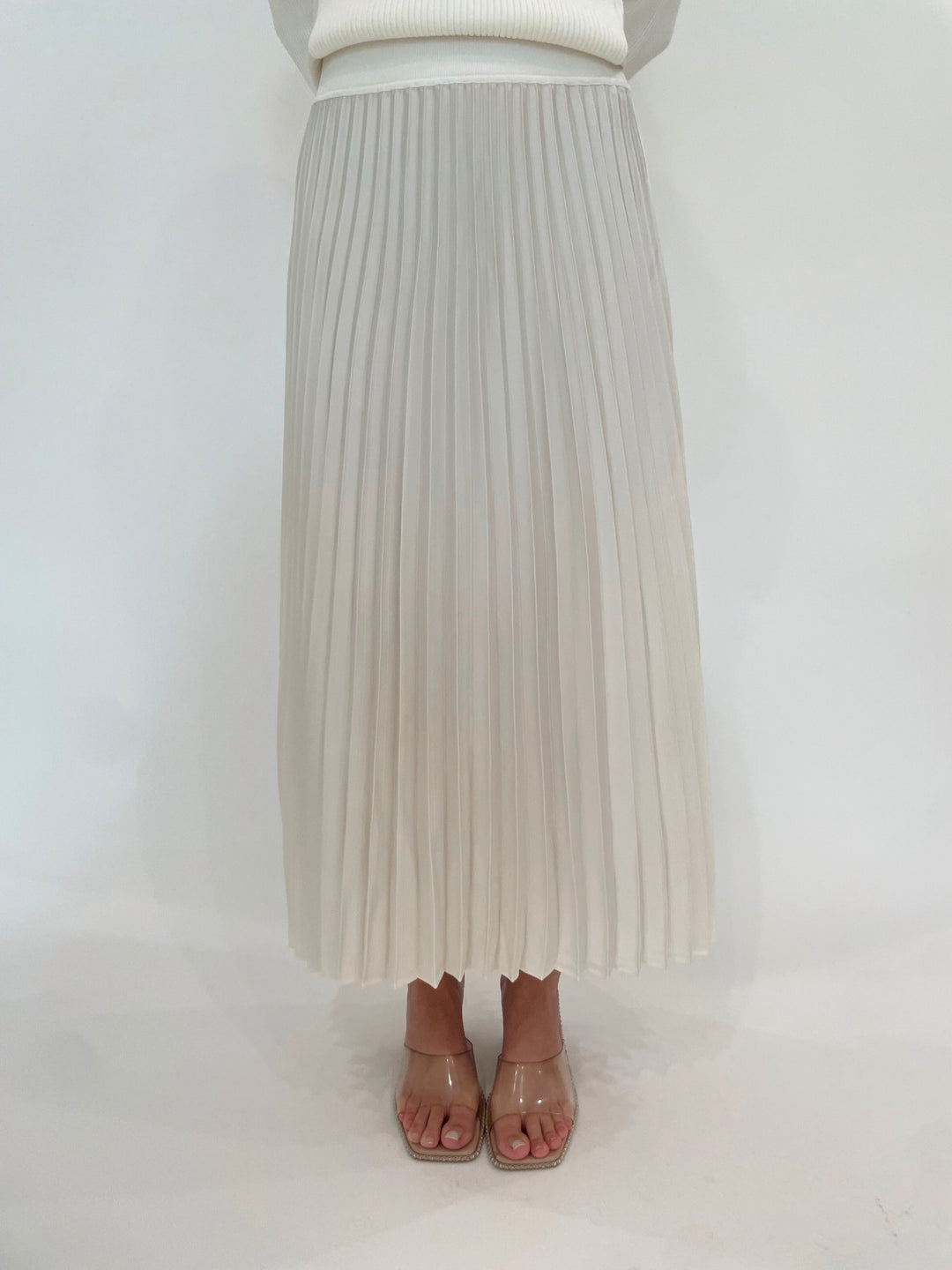 Simkhai Valor Pleated Midi Skirt in Ivory available at Barbara Katz