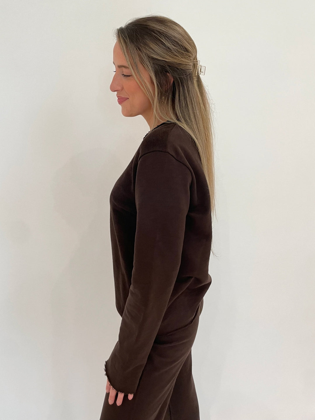 Goldie Melrose Two-Tone Sweatshirt in Black/Coffee available at Barbara Katz