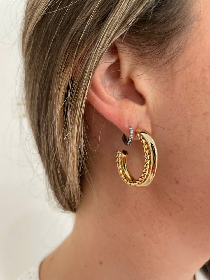 BK Jewelry Stella Layered & Twisted Rope Open Hoop Earrings in Gold available at Barbara Katz