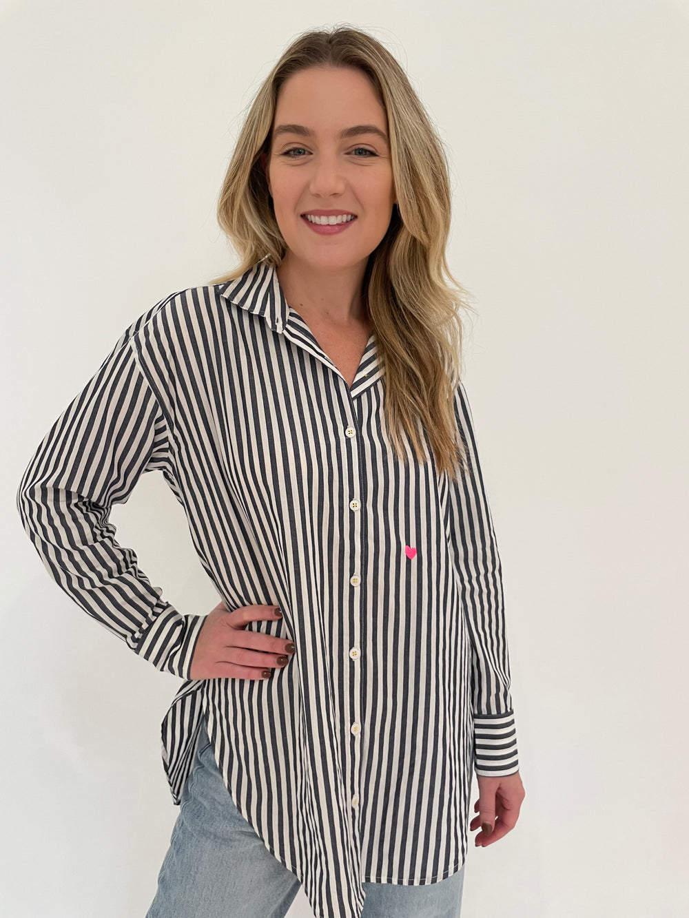 Kerri Rosenthal Maddie House Rules Stripe Shirt in Multi available at Barbara Katz