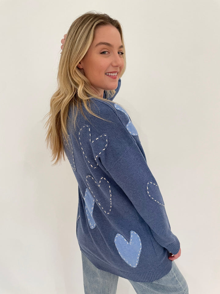 Kerri Rosenthal Poppy Zero Waste Cardigan in Blue Multi available at Barbara Katz