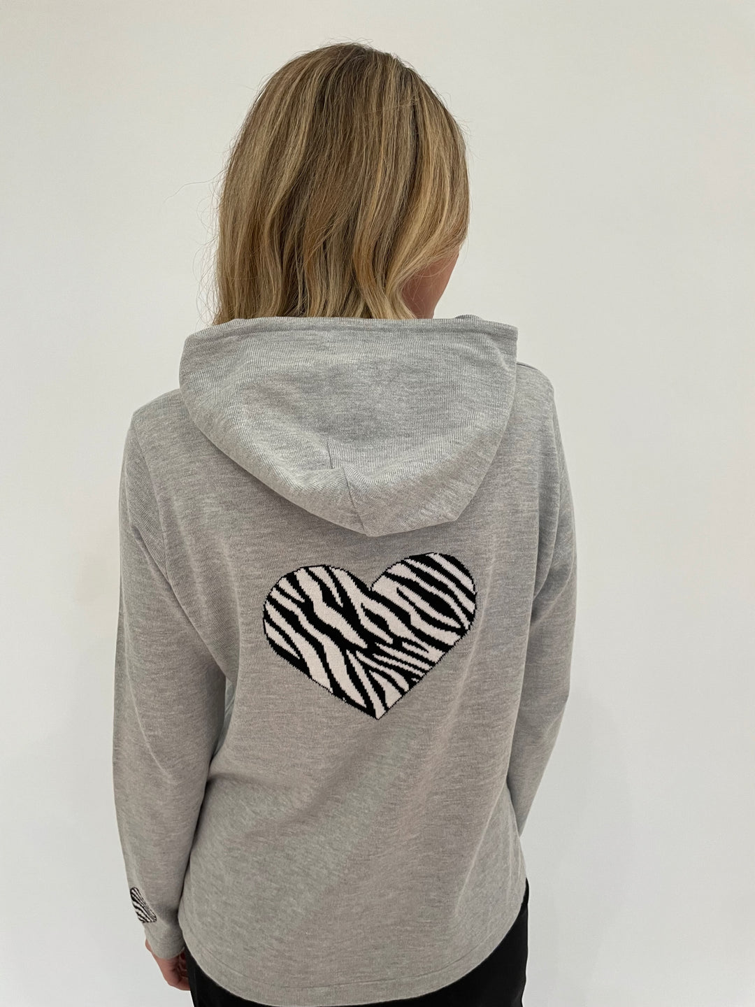 BK Aurora Love Zip Hoodie Jacket in Silver available at Barbara Katz