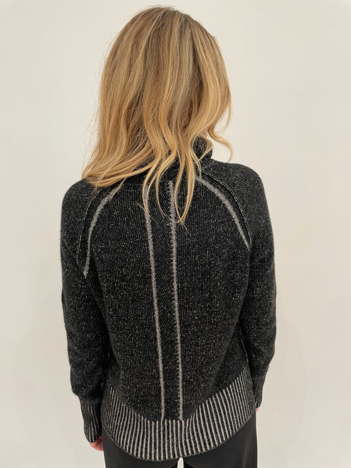 Pure Amici Pure Amici Enchanted Cashmere Turtleneck Sweater With String in Black available at Barbara Katz