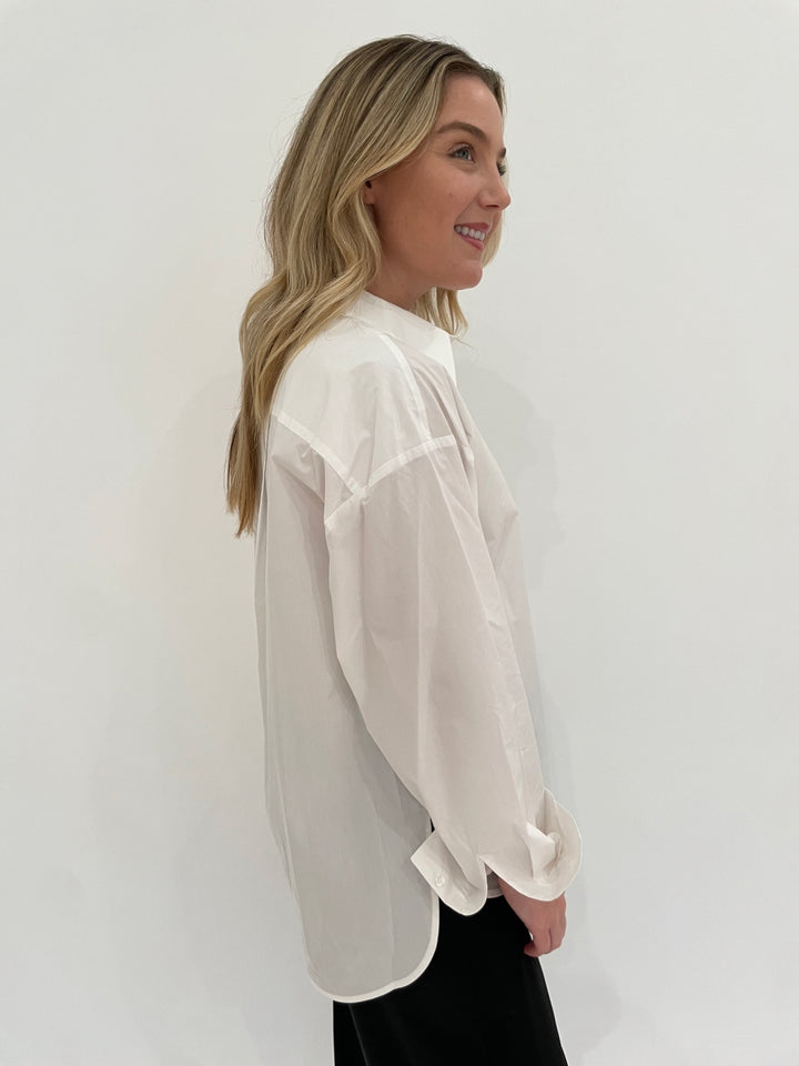 Essentiel Antwerp Get Embellished Long Sleeve Shirt in White available at Barbara Katz