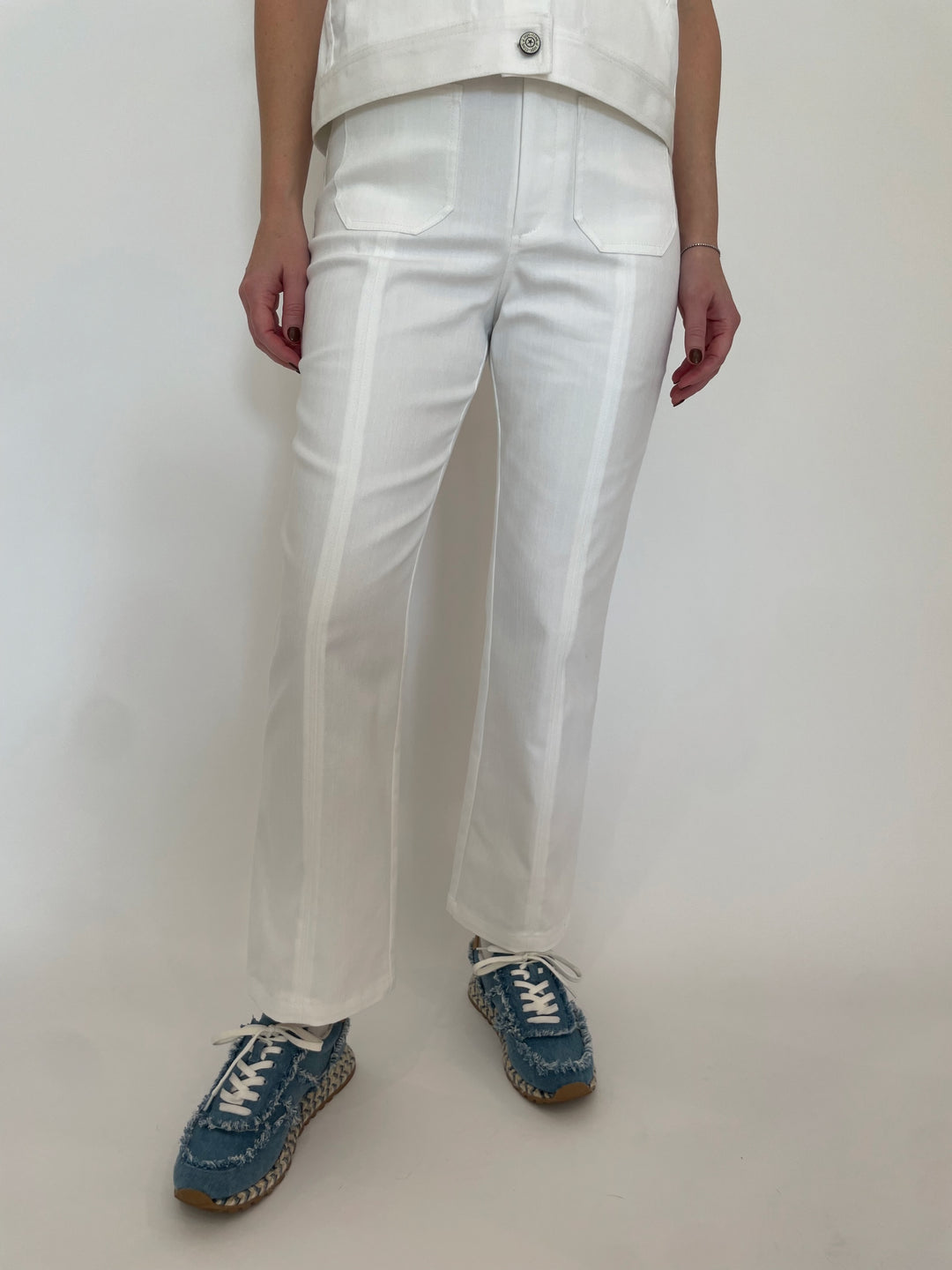 Cinq a Sept Dorothea Denim Pants in White available at Barbara Katz