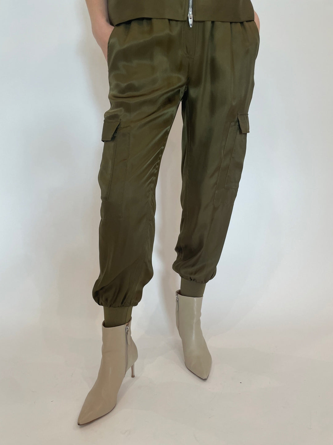 Cinq a Sept Giles Pants in Dark Olive available at Barbara Katz