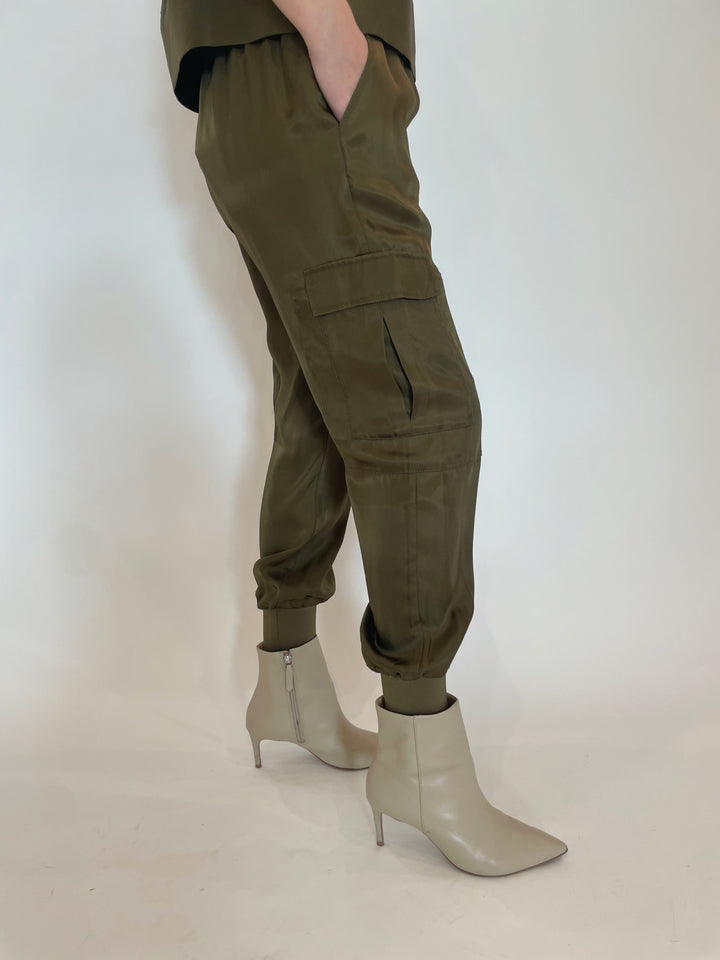 Cinq a Sept Giles Cargo Pants in Dark Olive available at Barbara Katz