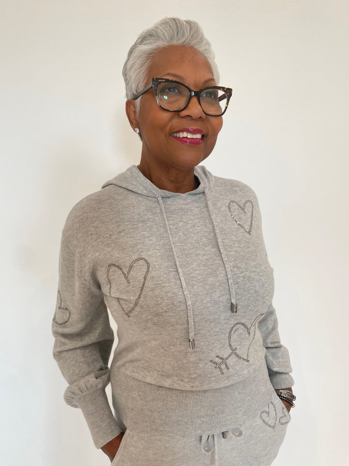 Whisper by Brodie Heart Hot Fix Hoodie in Chromium available at Barbara Katz