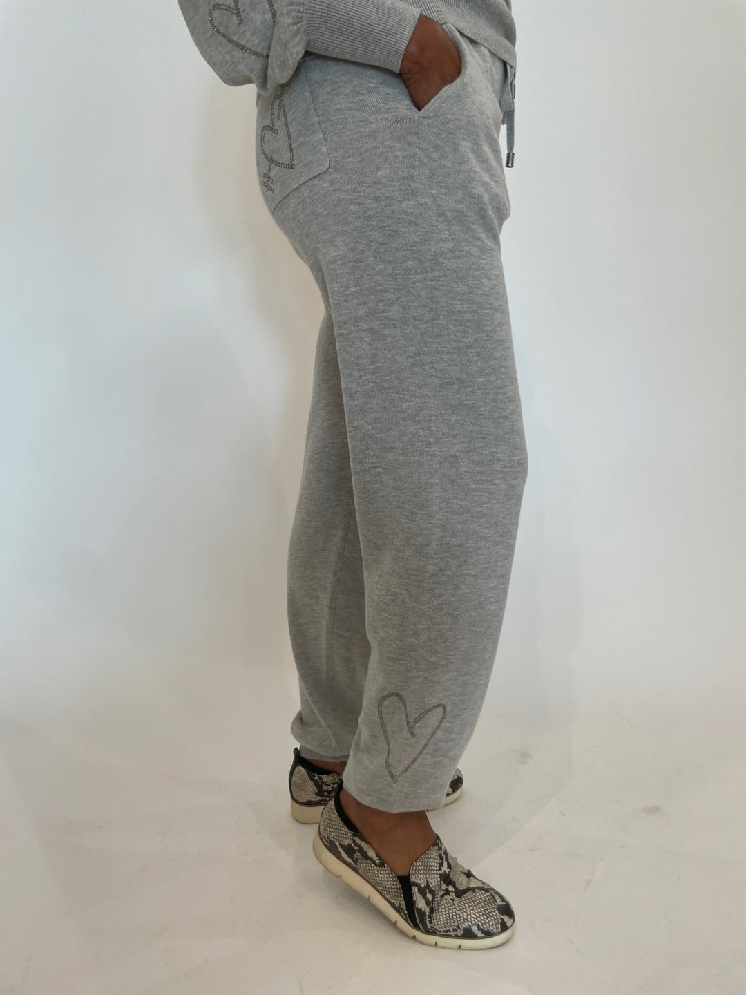 Whisper by Brodie Heart Hot Fix Joggers in Chromium available at Barbara Katz