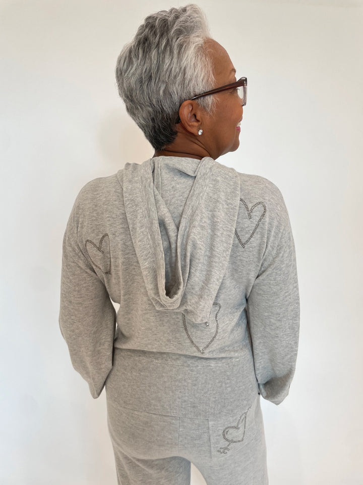 Whisper by Brodie Heart Hot Fix Hoodie in Chromium available at Barbara Katz