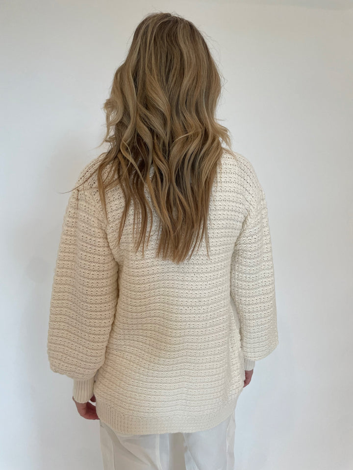 Melissa Nepton Romeo Fuzzy Crochet Cardigan in Cream available at Barbara Katz