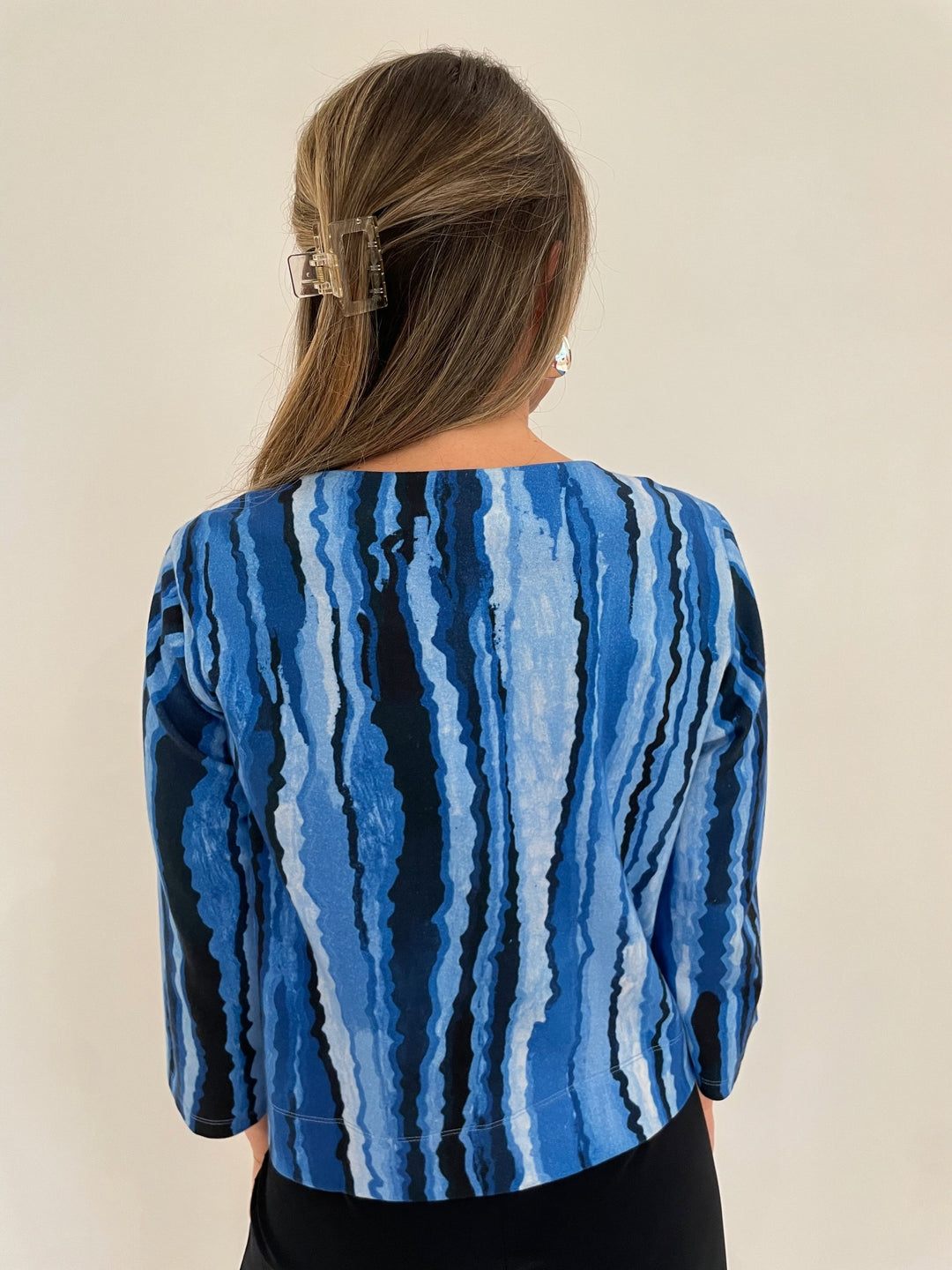 Pashma Contoured Lines Jacket in Blue available at Barbara Katz