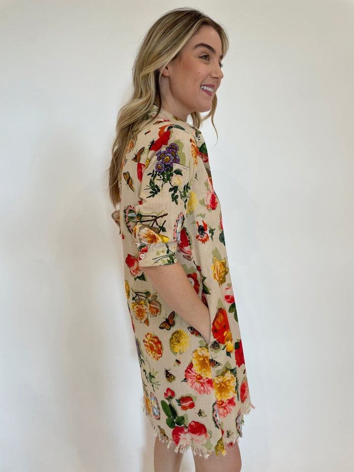 Dizzy-Lizzie Chatham Short Sleeve Dress With Pockets - Botanical Print available at Barbara Katz