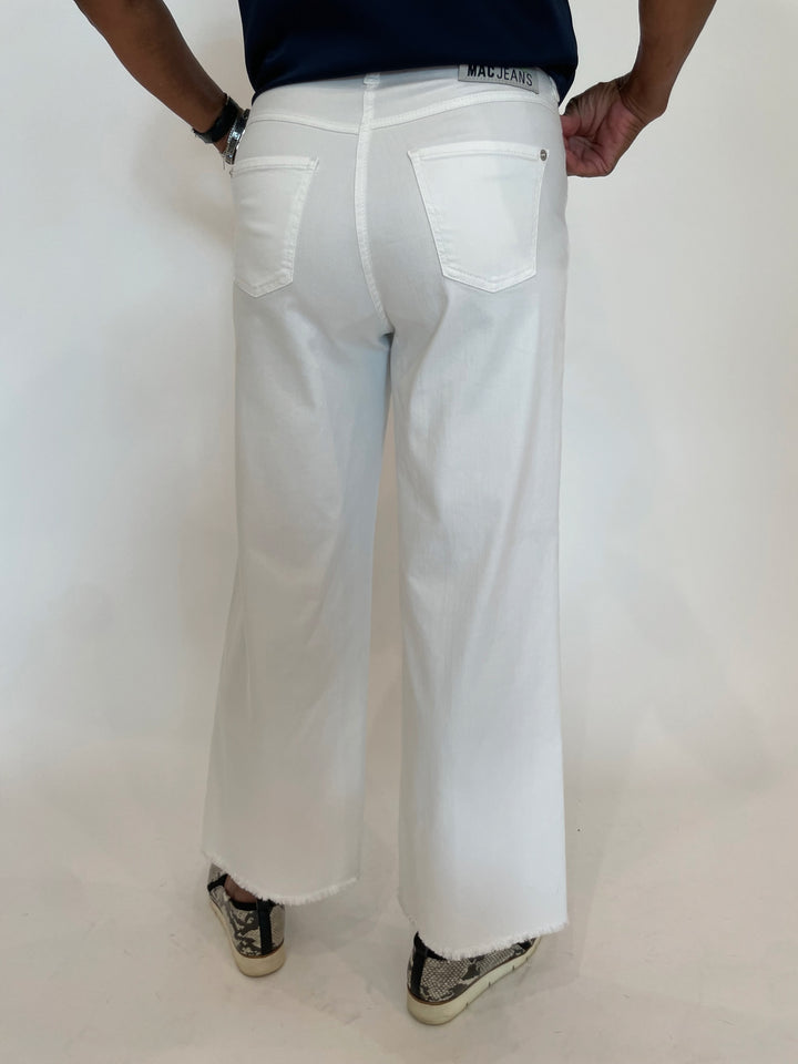 MAC Jeans Dream Wide Wonder Crop Denim in White available at Barbara Katz