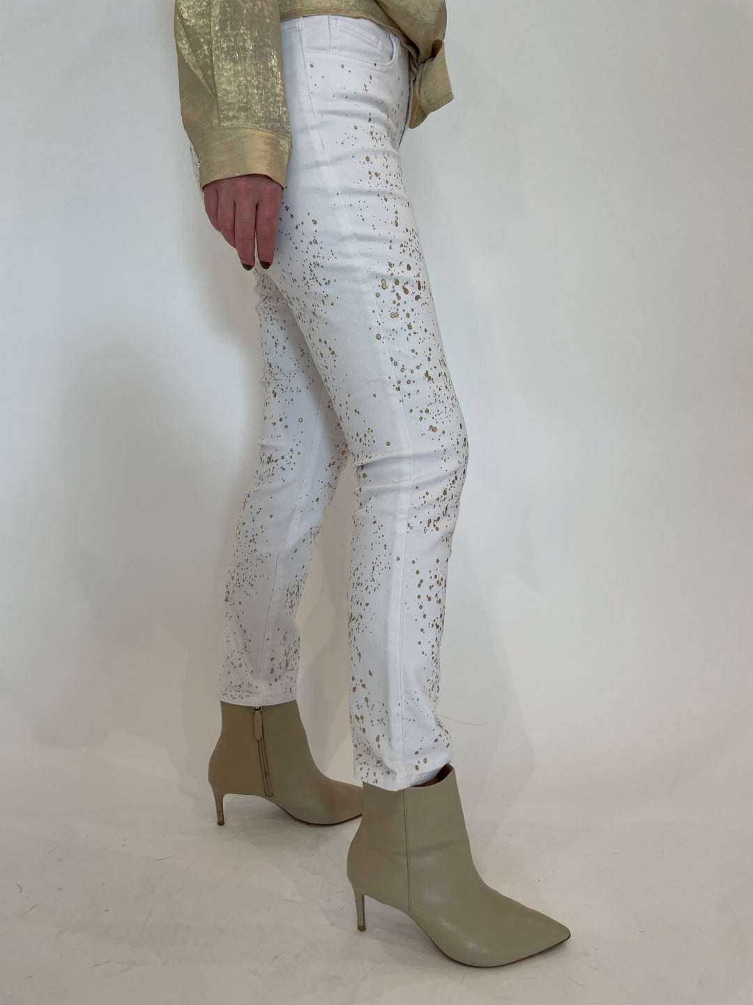 BK Jackie Spotted Jeans in White available at Barbara Katz